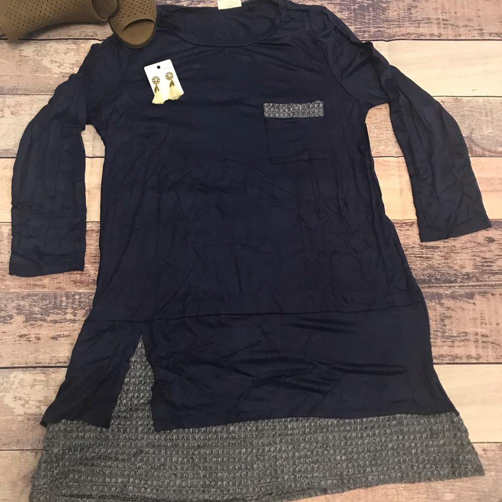 **SALE**Plus Navy Pocketed Tunic
